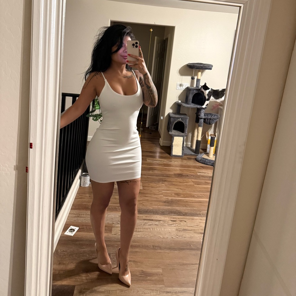 Fashion Nova Cream Bodycon Mini Dress